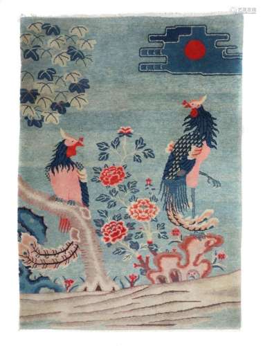 Baotou Art Déco-Bildteppich Nordchina, um 1920/30, Wolle auf...