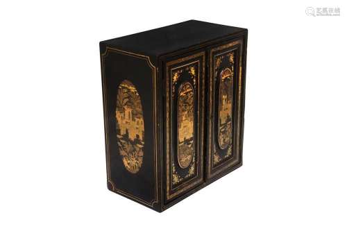 A CHINESE LACQUERED TABLETOP CABINET