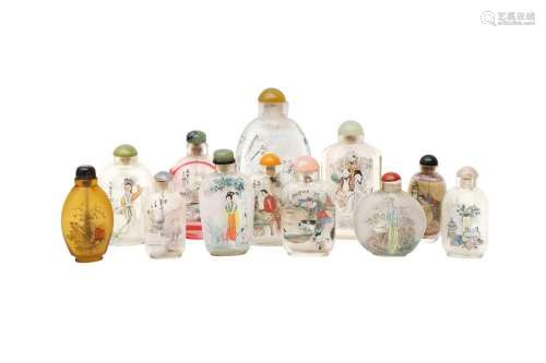 A GROUP OF TWELVE CHINESE INSIDE-PAINTED GLASS SNUFF BOTTLES