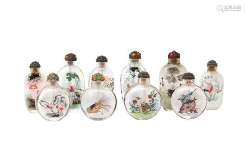 A GROUP OF TEN CHINESE INSIDE-PAINTED SNUFF BOTTLES