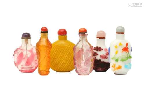 A GROUP OF SIX CHINESE BEIJING GLASS SNUFF BOTTLES