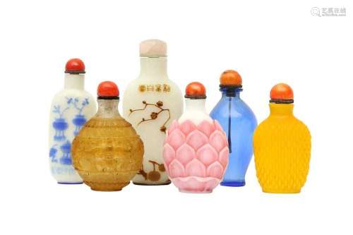 A GROUP OF SIX CHINESE BEIJING GLASS SNUFF BOTTLES