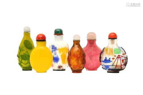 A GROUP OF SIX CHINESE BEIJING GLASS SNUFF BOTTLES