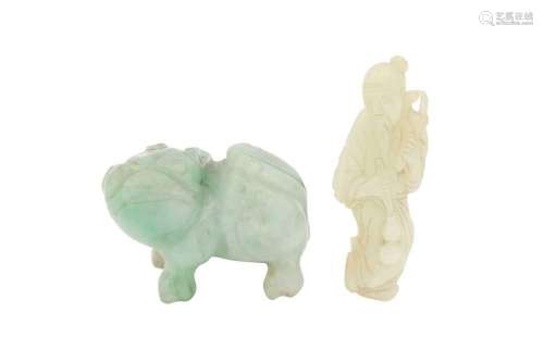 A CHINESE JADE CARVING OF LI TIEGUAI TOGETHER WITH A CARVED ...