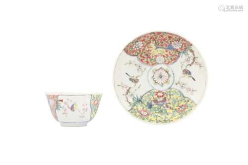 A CHINESE EXPORT EGGSHELL PORCELAIN TEA BOWL AND SAUCER