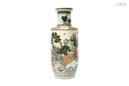 A CHINESE FAMILLE-VERTE ROULEAU VASE