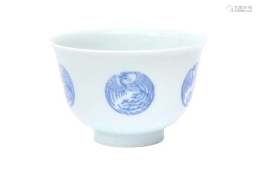 A CHINESE BLUE AND WHITE `PHOENIX` CUP
