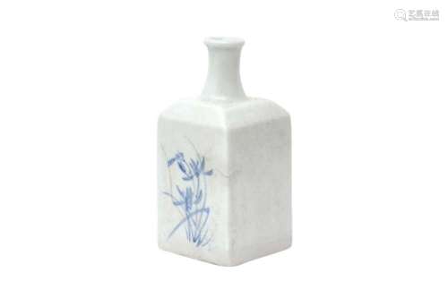 A KOREAN BLUE AND WHITE SQUARE BOTTLE