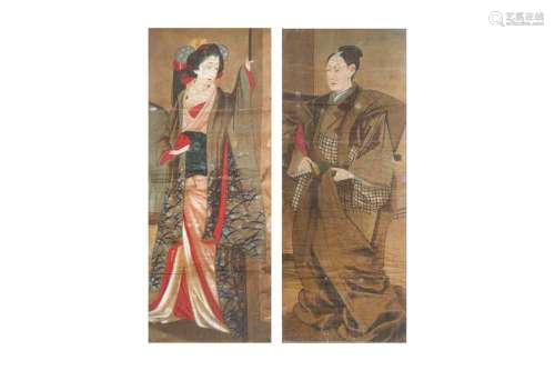 UNKNOWN ARTIST A pair of full-length portraits of a couple