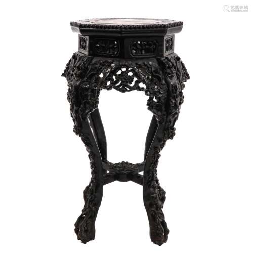 A Carved Marble Top Side Table