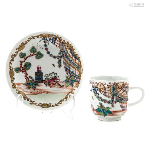 A Famille Rose Valentina Decor Cup and Saucer