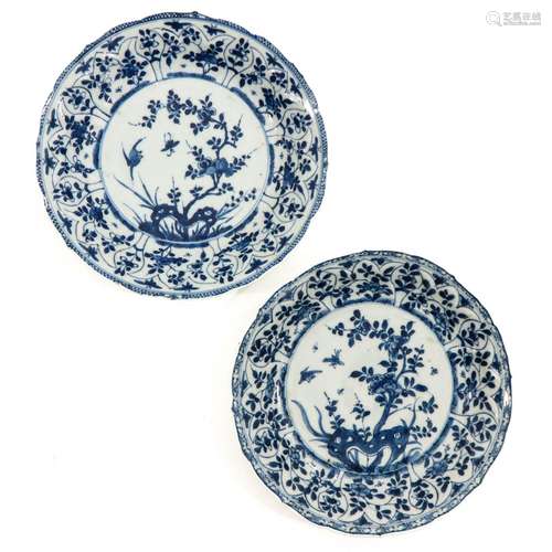 A Pair of Blue and White Plates