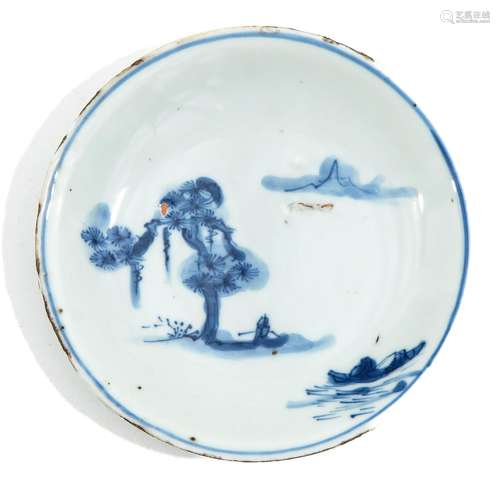 A Blue and White Dish