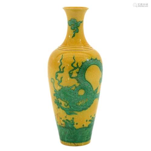 A Yellow and Green Glazed Vase