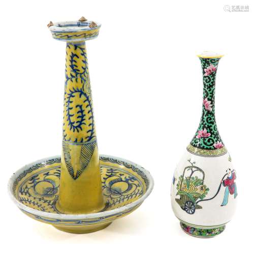A Candlestick and Vase