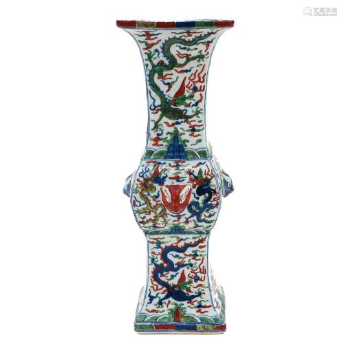 A Wucai Decor Gu Vase