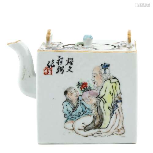 A Qianjiang Cai Decor Square Teapot