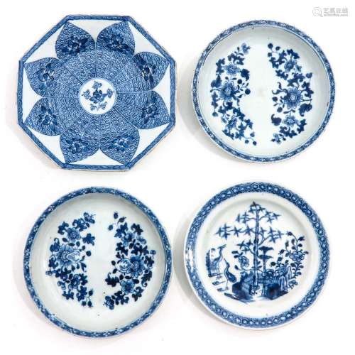 A Lot of 4 Blue and White Plates