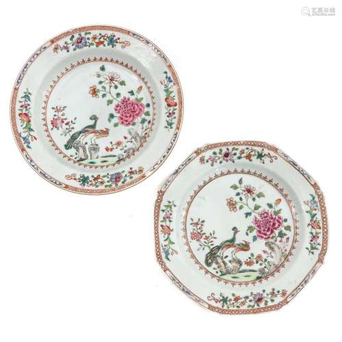 A Lot of 2 Famille Rose Plates