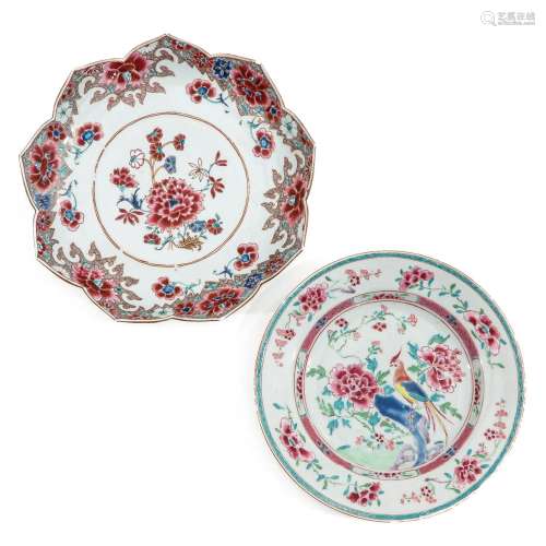 A Lot of 2 Famille Rose Plates