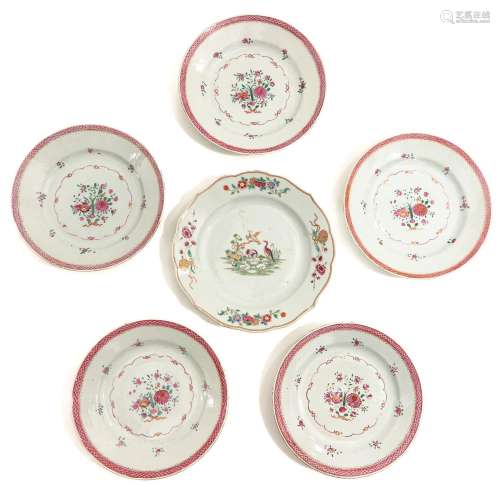 A Collection of 6 Famille Rose Plates