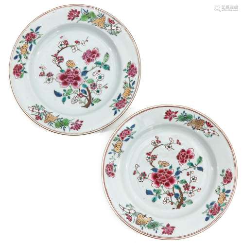 A Pair of Famille Rose Plates