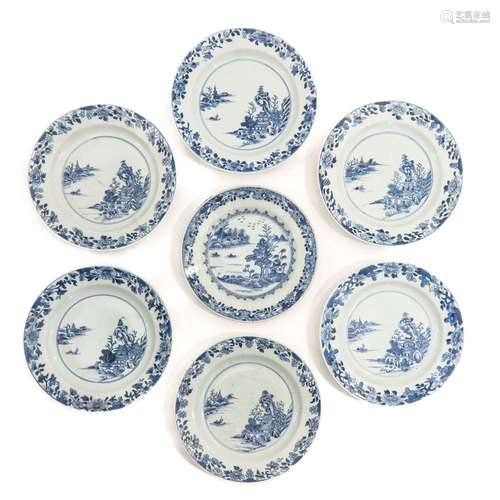 A Collection of Blue and White Plates