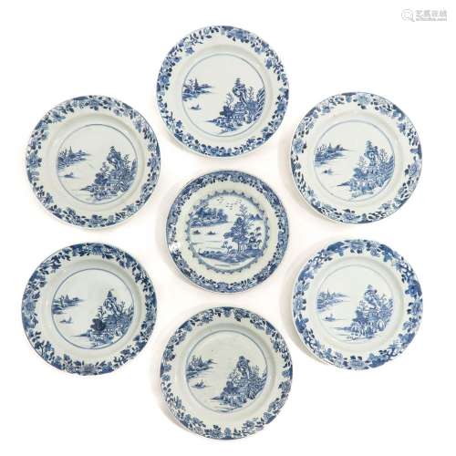 A Collection of Blue and White Plates