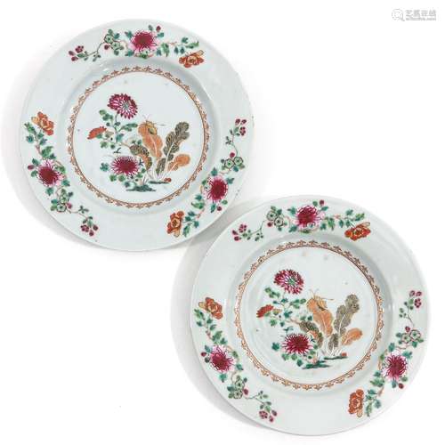 A Pair of Famille Rose Plates