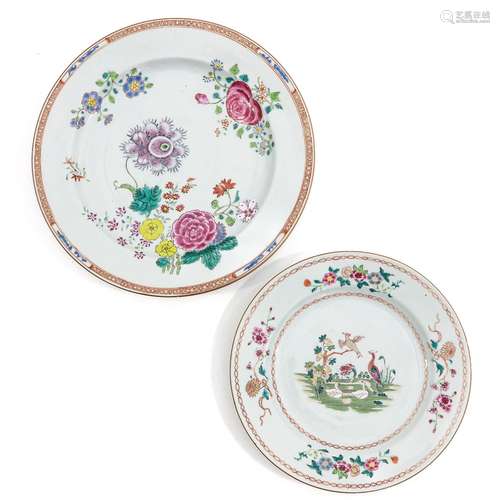 A Lot of 2 Famille Rose Plates