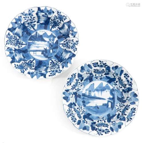 A Pair of Blue and White Plates