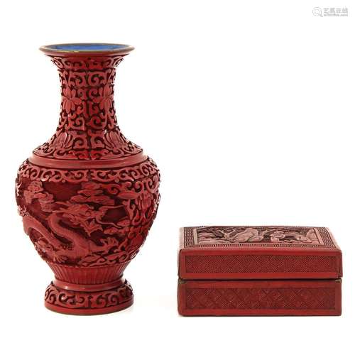 A Cinnabar Vase and Box