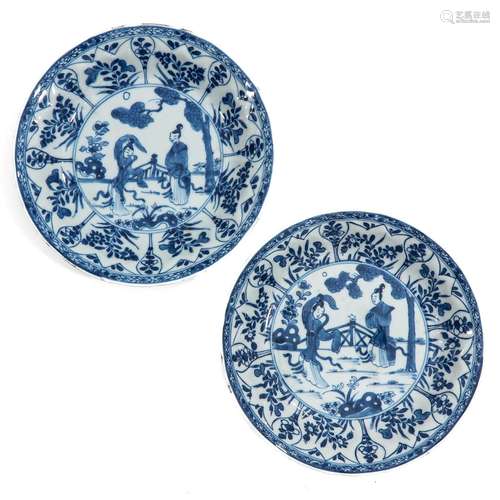 A Pair of Blue and White Plates