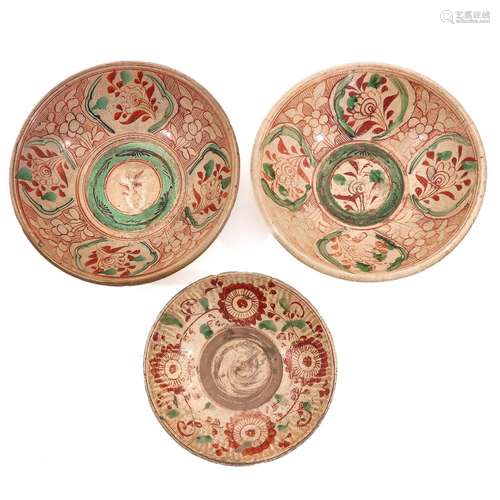 A Set of 3 Swatow Bowls