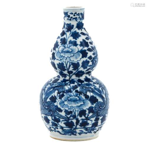 A Small Blue and White Gourd Vase