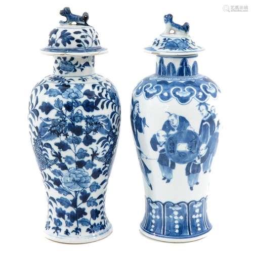 A Pair of Blue and White Garniture Vases