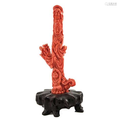 A Carved Red Coral Sculpture