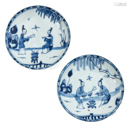 A Pair of Blue and White Plates