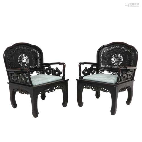 A Pair of Carved Chinese Chairs