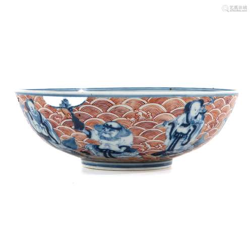 An Iron Red and Blue Decor Bowl