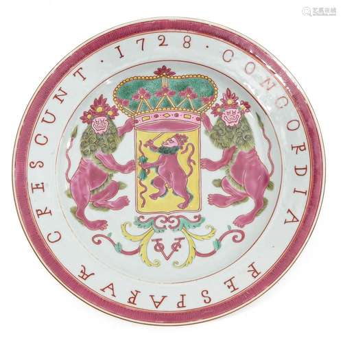 A Famille Rose Armorial Plate