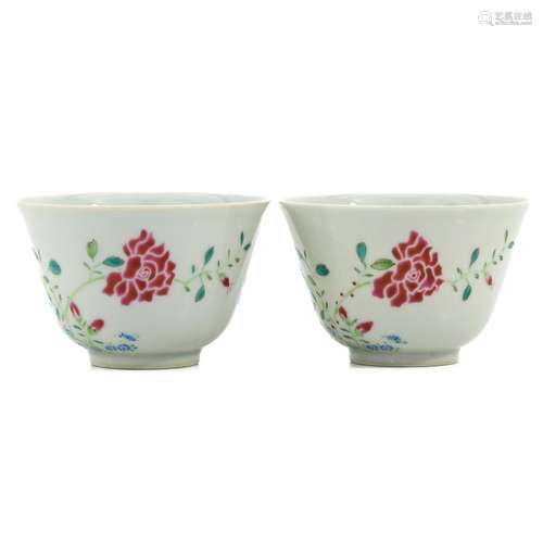 A Pair of Famille Rose Cups