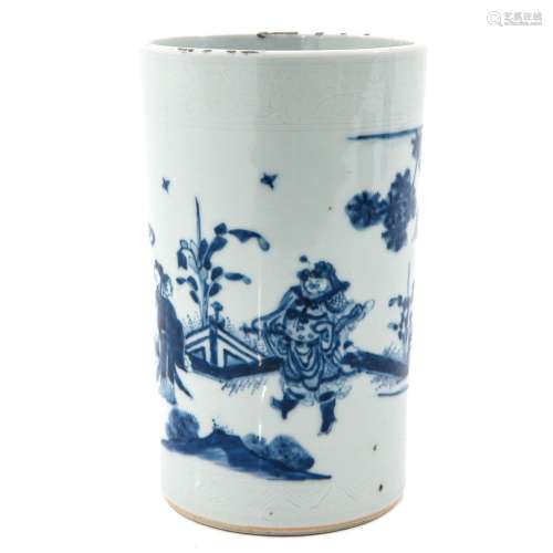 A BLue and White Brush Pot