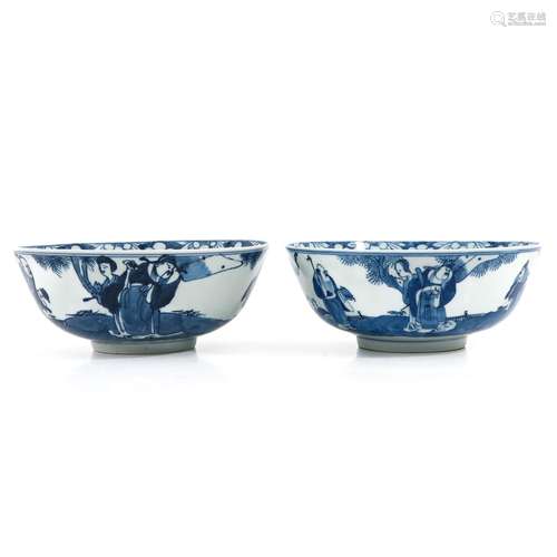 A Lot of 2 Blue and White Bowls