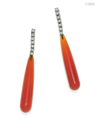 Carnelian Diamond Earrings