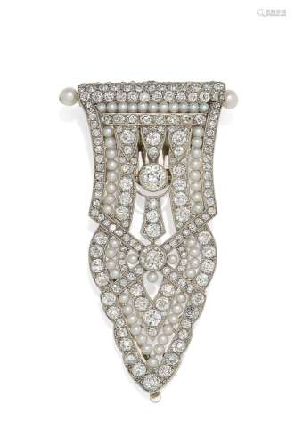 Pearl Diamond Clip Brooch