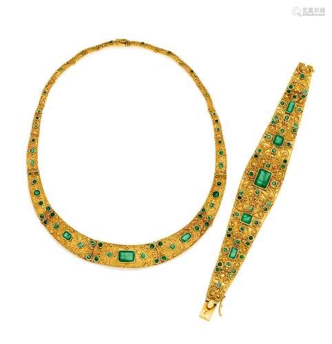 Historicising Emerald Set: Bracelet and Necklace