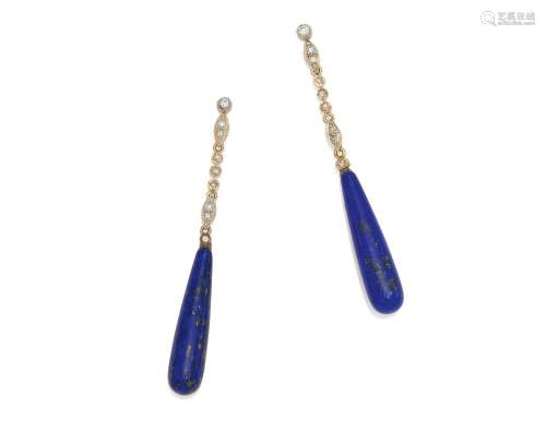 Lapis Lazuli Diamond Earrings