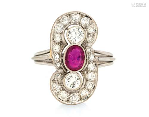 Burma Ruby Diamond Ring