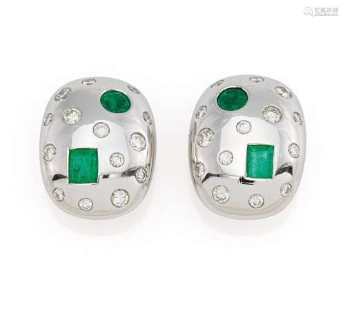 Emerald Diamond Earclips